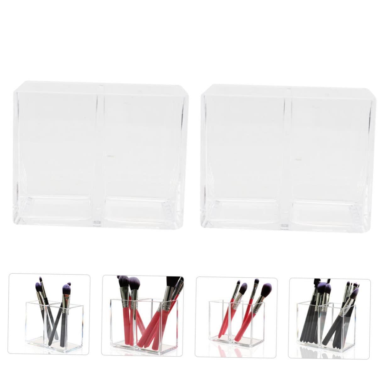 Angoily Angoily Elegant Acrylic Brush Holders Pen Organizers 2pcs Makeup Brush Storage Buckets for Women