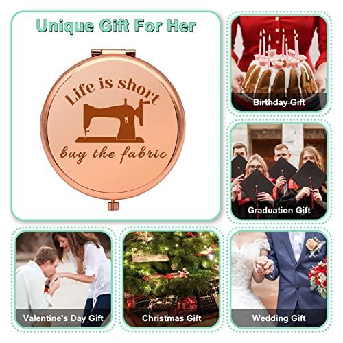 Mwphuy Sewing Gifts for Women Compact Makeup Mirror for Mom Grandma Aunt Seamstress Gift Ideas Sewing Lover Gift Funny Quilting Gifts Folding Makeup Mirror for Friend Sister Christmas Birthday Gifts