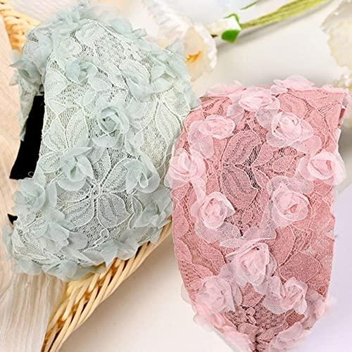 MinLia Wide Hook Flower Hair Hoop Head Band Headband Non-Slip Mesh Girl Headwear Lace Headband Hair Accessories(Black)