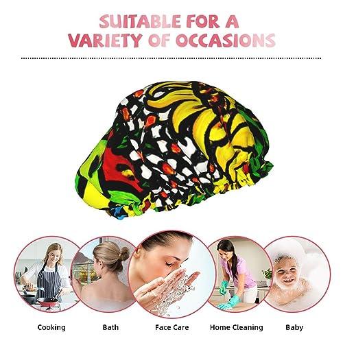 PAILON Sunflower Yellow Cute Large Shower Cap For Women Men Reusable Shower Caps Waterproof Shower Cap For Braids & Long Hair shower bonnet with PEVA lined&Elastic Band Fashion showercap