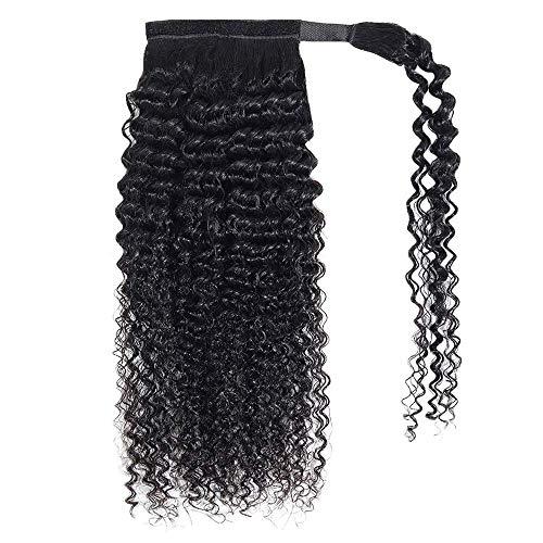 Bex Hair Human Hair Drawstring Ponytail Extension Afro Kinky Curly Ponytail for Black Women Wrap Drawstring Ponytail Hairpiece Thick with Clip in Binding Pony Tail (12 Inch, Kinky Curly (Magic))