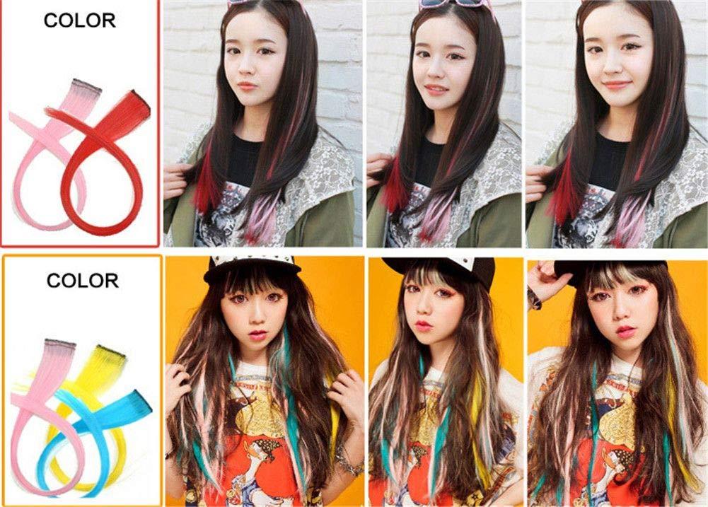 Aimeely Aimeely 6PCS Colorful 22" Long Straight Party Cosplay Hair Extensions Clip In Hairpieces for Women 3#