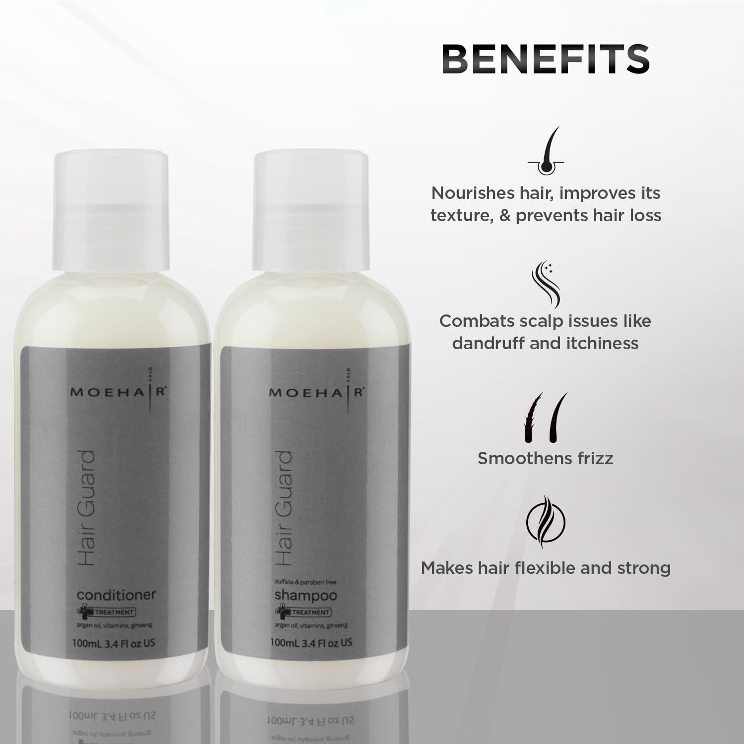 MOEHAIR MOEHAIR Duo Pack (Hair Guard Shampoo & Conditioner) | Stimulates Follicles | Prevents Thinning | Strengthens & Repairs Damaged Hair | Paraben & Sulfate Free (3.4 Fl. Oz)