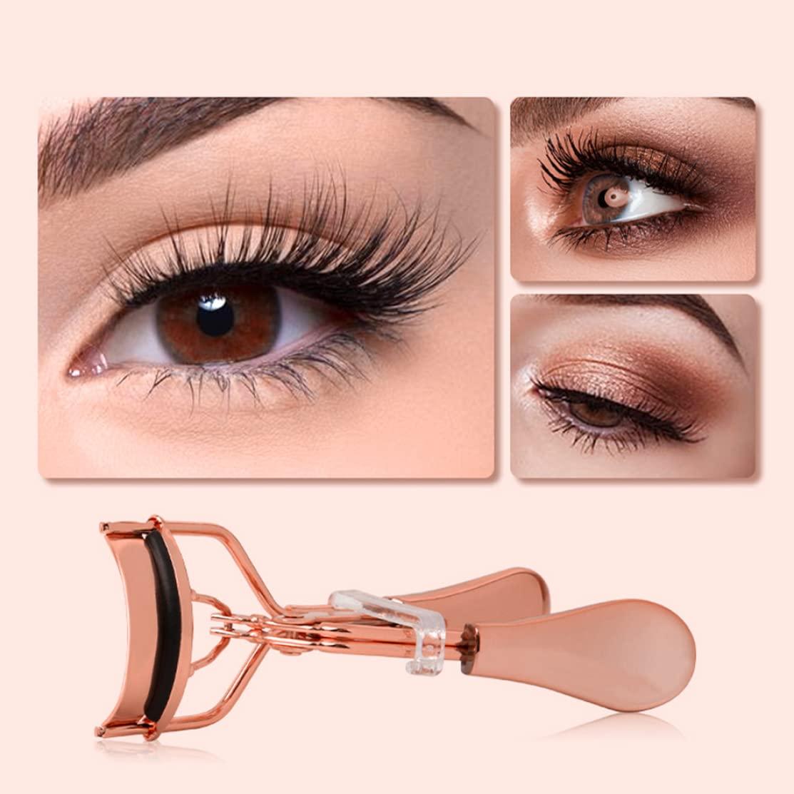 XUEYEGONGJI Eyelash Curler with Comb Metal Lash Curler with 2 Refill Pad Precision Lash Curling Tool for Women Girl Eye Makeup Tool Lash Curler with Comb
