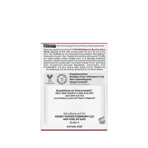 THAYERS THAYERS Barrier Bestie Ultra Whip Face Cream, Moisturizer with Sugarcane Squalane and Ceramides, Skin Care for Dry to Very Dry Skin, 2.0 Oz
