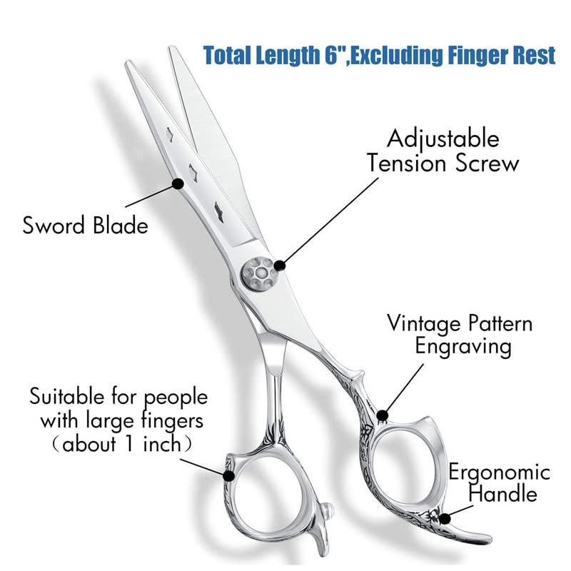 WGGTX Professional Hair Cutting Shears, 6 Inch Professional Salon Haircut Japanese Stainless Steel 440C Barber Hair Trimmer Cutting Thinning Scissors set (Color : Set)
