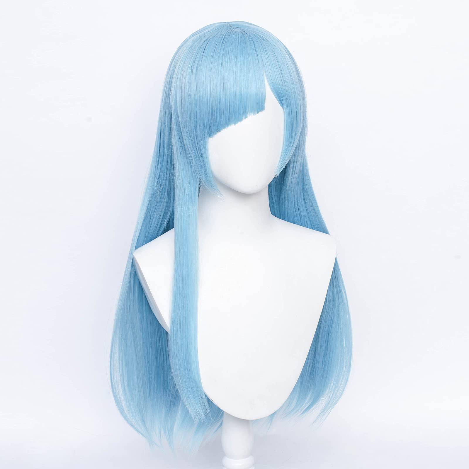 Aicos Blue Straight Cosplay Wig | Alacos Cosplay Wig for Jujutsu Kaisen Miwa Kasumi + Free Cap