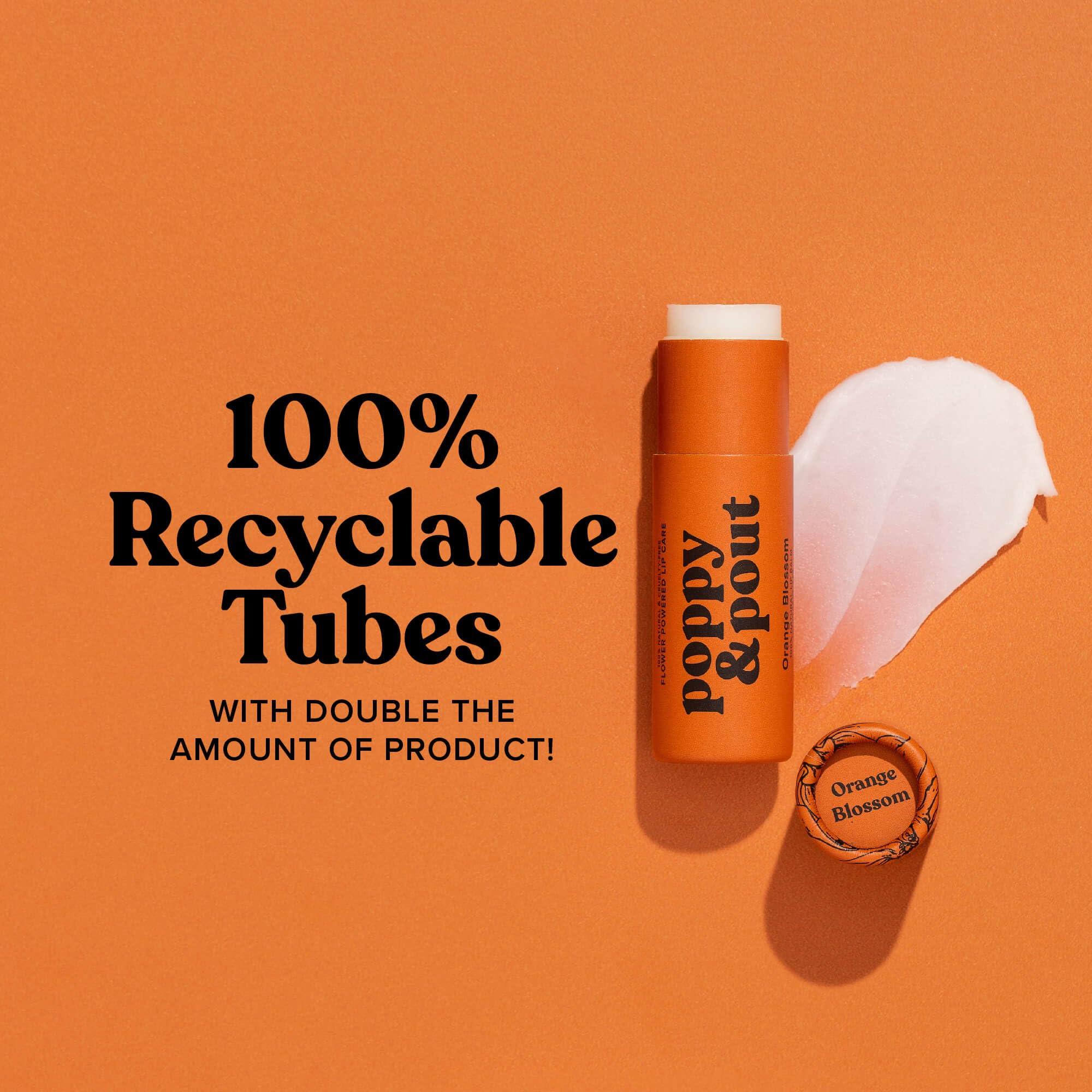 Poppy & Pout Poppy & Pout Orange Bloom Jumbo Lip Balm | All Natural Lip Balms & Moisturizers | Hydrates with Beeswax, Vitamin E, Organic Coconut Oil | Cruelty-Free | Lip Balm in Recyclable Cardboard Tube
