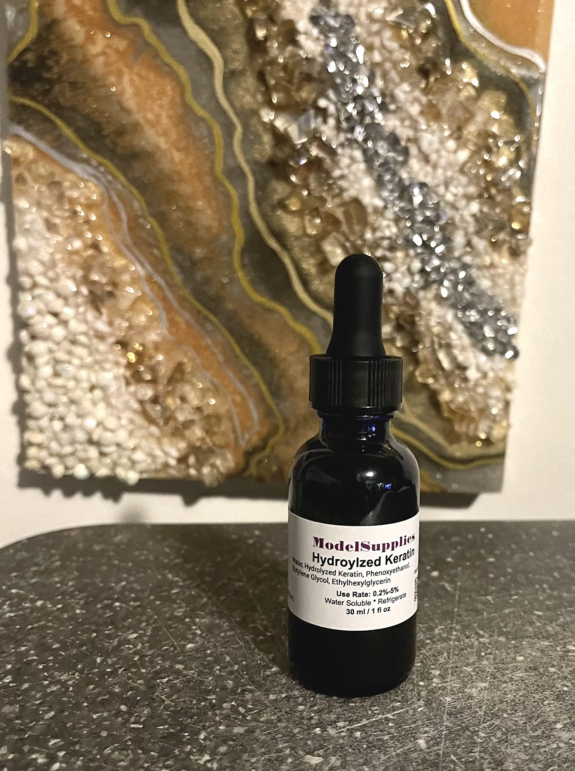 ModelSupplies Keratin Protein DIY Ingredient 30 ml Hydrolyzed Keratin with instructions and pipet for measuring for Hair and Skin