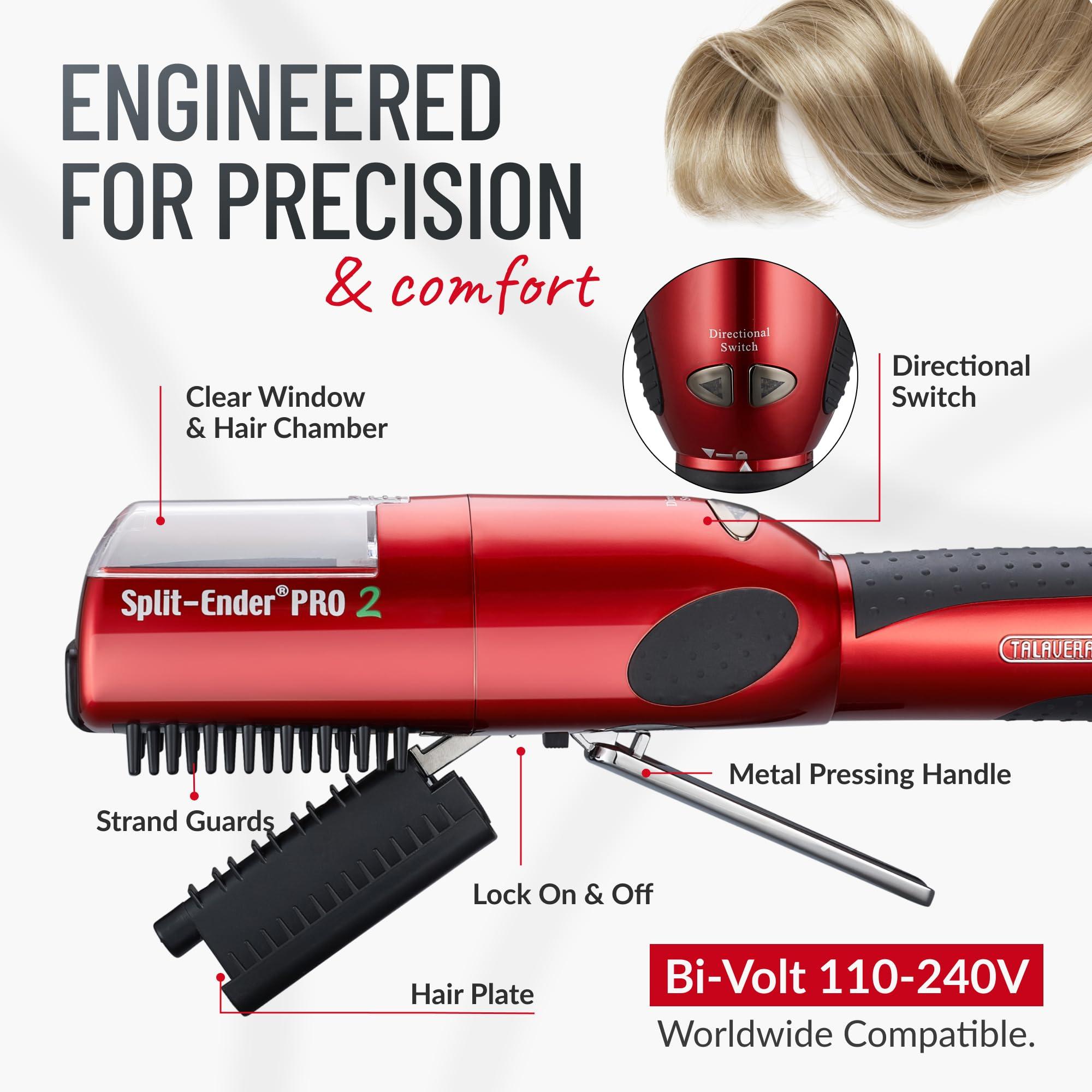Split-Ender Split Ender Pro 2 - The Original Cordless Split End Hair Trimmer Automatic Rechargeable Home Tool Hair Clipper 2-in-1 for Dry Damaged Splitting Broken Brittle Straight Curly Frizzy Beauty - Red