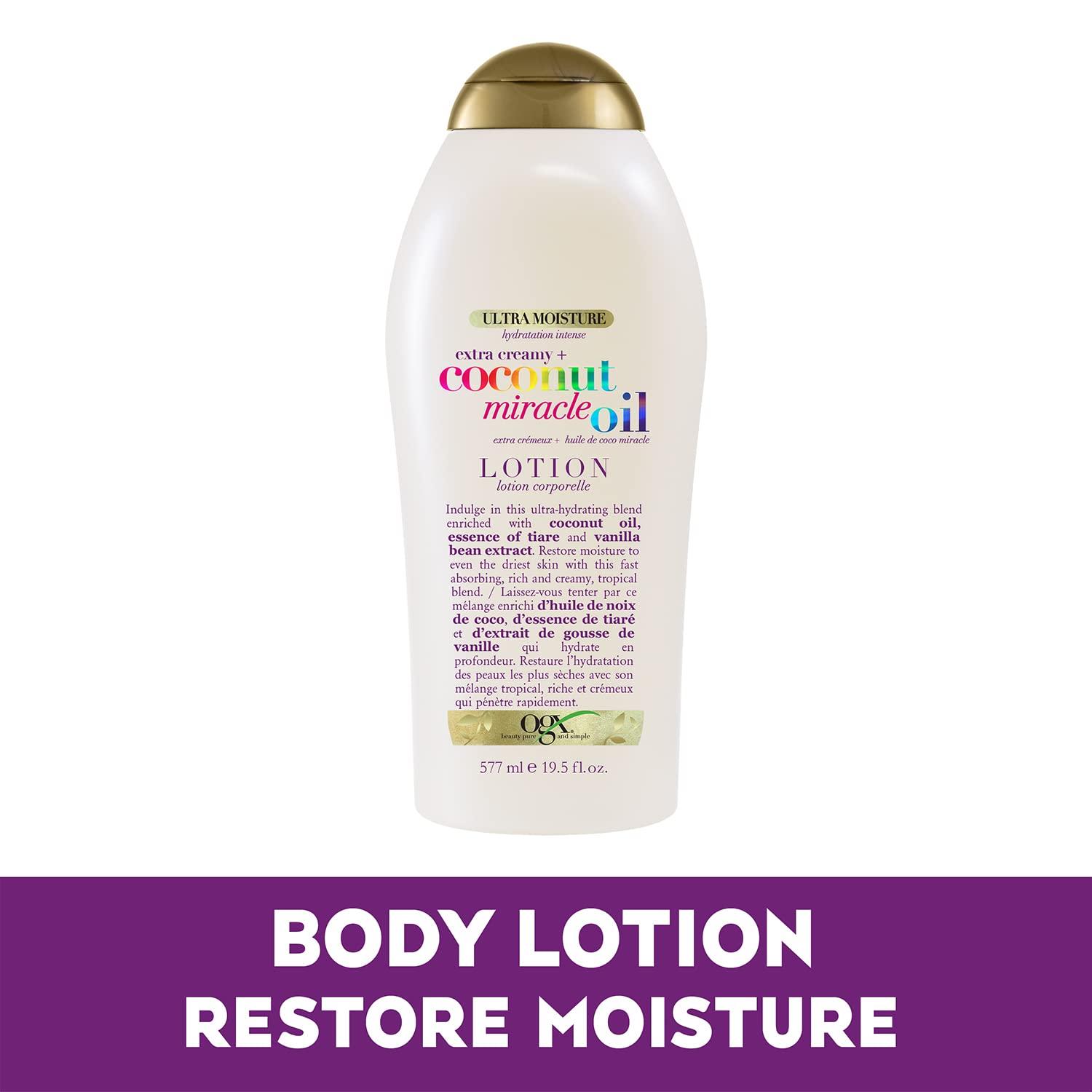 OGX OGX Coconut Miracle Oil Ultra Moisture Body Wash and Fast-Absorbing Vanilla Bean Body Lotion, 19.5 Fl Oz