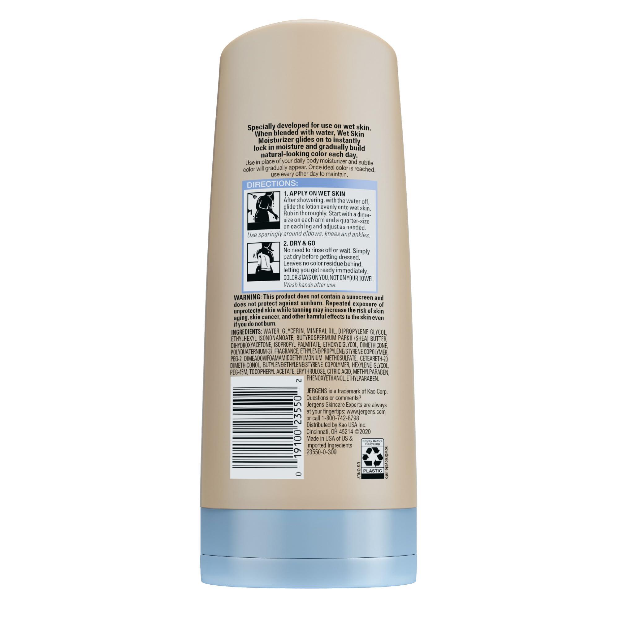 Jergens Jergens Natural Glow In Shower Lotion, Self Tanner for Fair to Medium Skin Tone, Sunless Tanning Wet Skin Lotion for Gradual, Flawless Color, 7.5 Ounce, Pack of 2