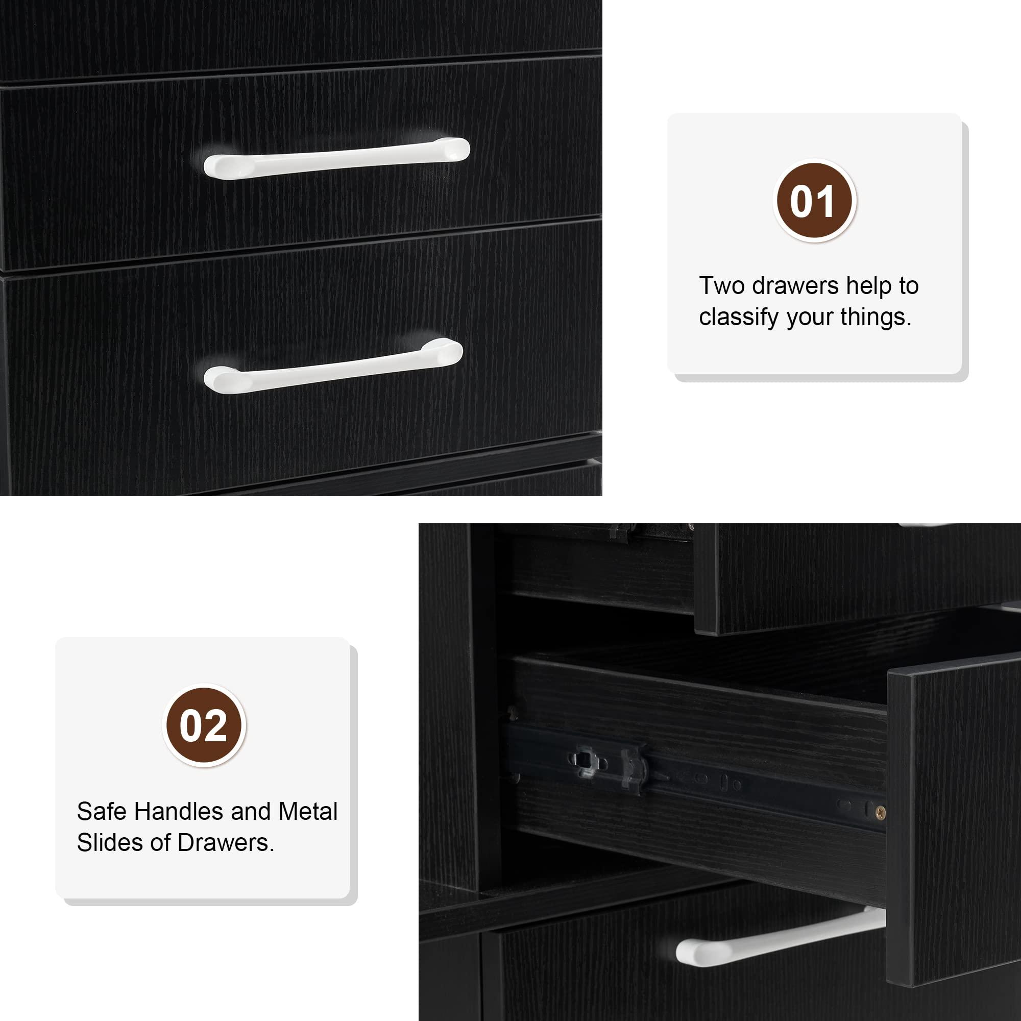 BarberPub BarberPub Wall Mount Mirror Station with Storage Drawers and Shelf Salon Station Hair Styling Barber Station Beauty Equipment 3034 (Black)