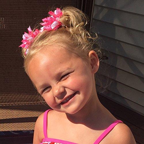 Funny Girl Designs Korker Hair Bow Set for Girls (2) 2.5 Inch Hair Bows by Funny Girl Designs (Hot Pink and Turquoise)