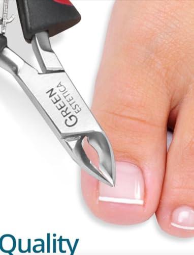 GREEN ESTETICA Premium Cuticle Trimmer Stainless Steel Nipper Sharp Blades with Double Spring Manicure Pedicure Tool for Home and Salon (Black/Red)