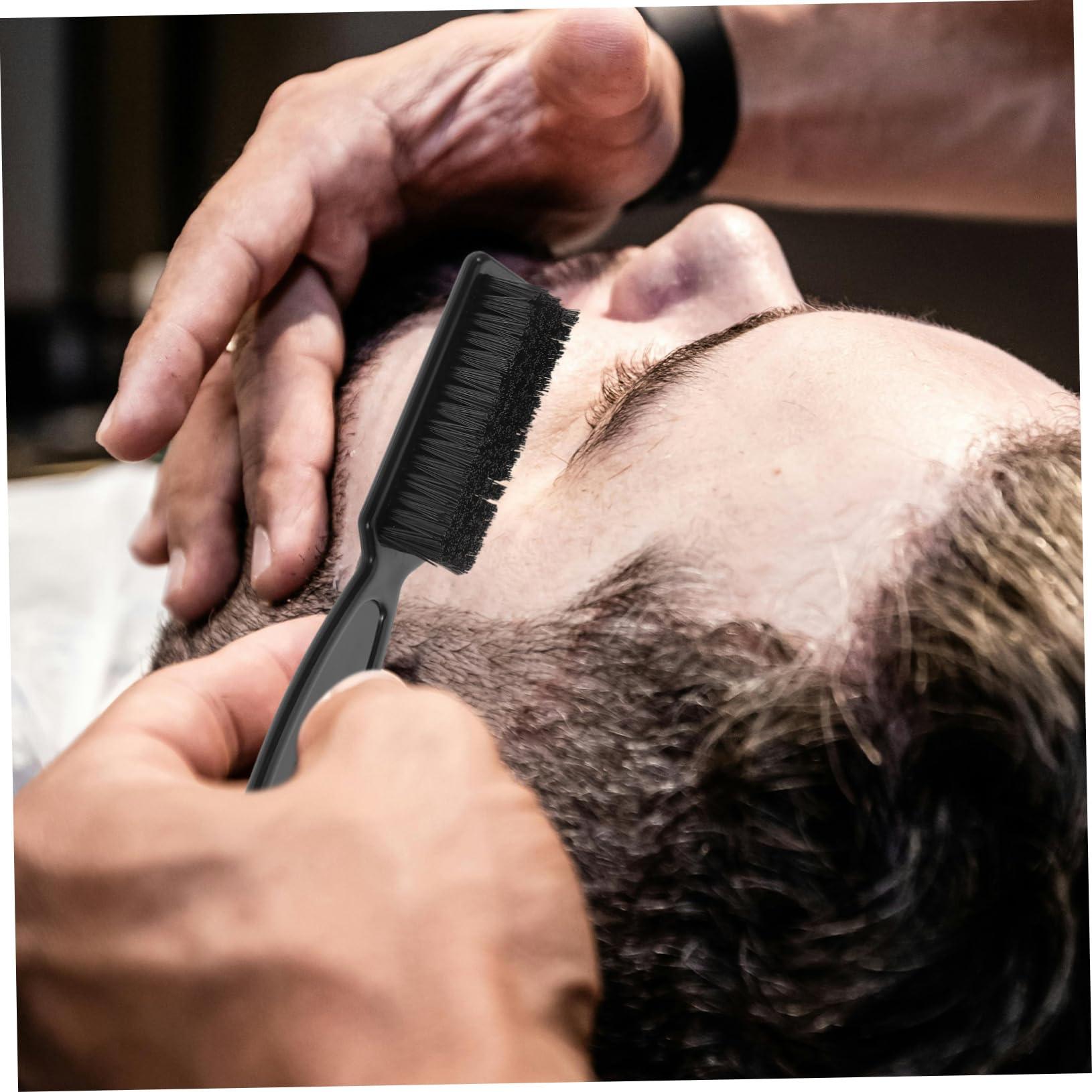 PLAFOPE PLAFOPE 8pcs Barber Fade Brushes Set Mustache & Beard Trimmer Cleaning Brushes with Handle Beard Brush Boar Bristle for Men for Barbers and Home Grooming