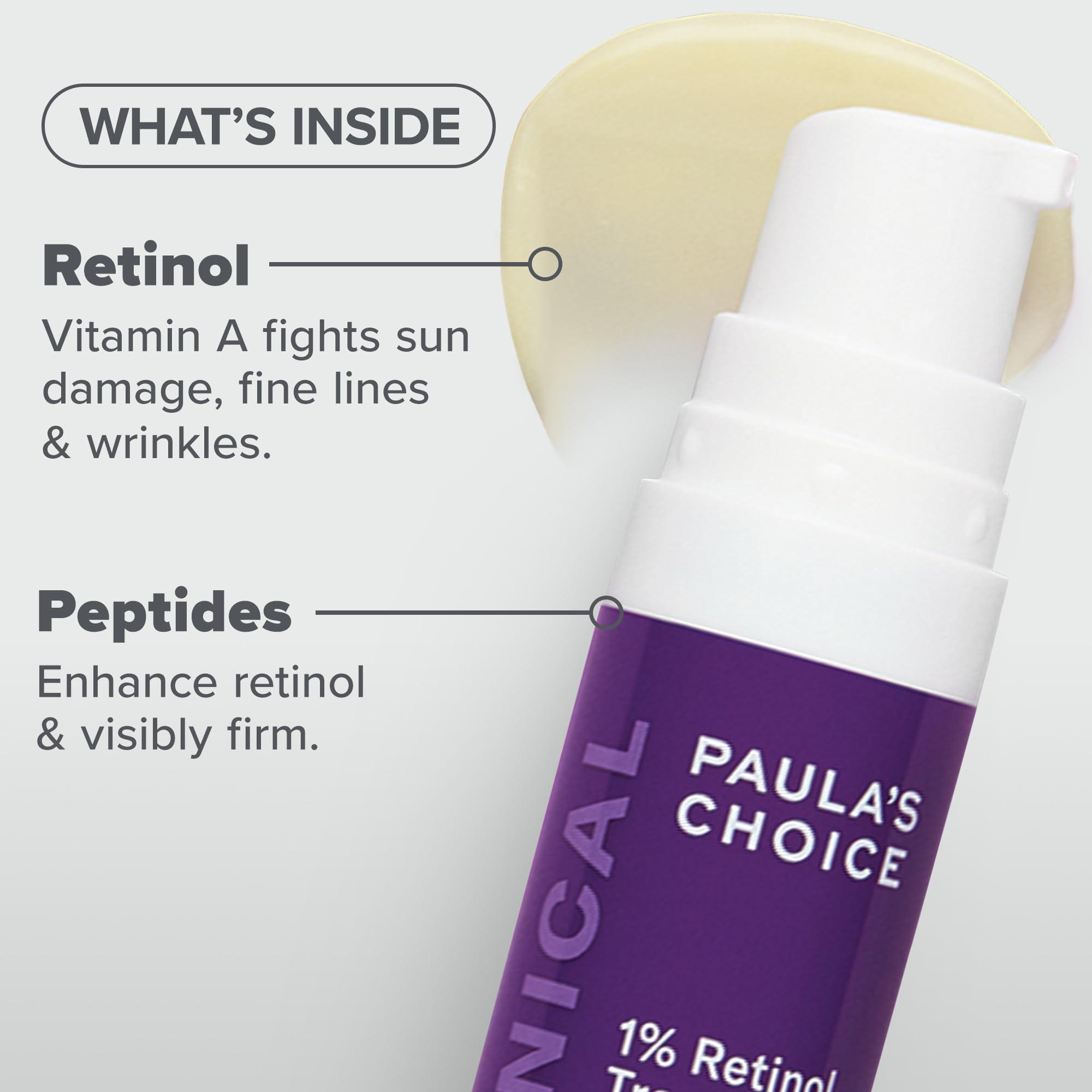 Paula's Choice Paula's Choice CLINICAL 1% Retinol Treatment Cream with Peptides, Vitamin C & Licorice Extract, Anti-Aging & Wrinkles, Travel Size. PACKAGING MAY VARY.