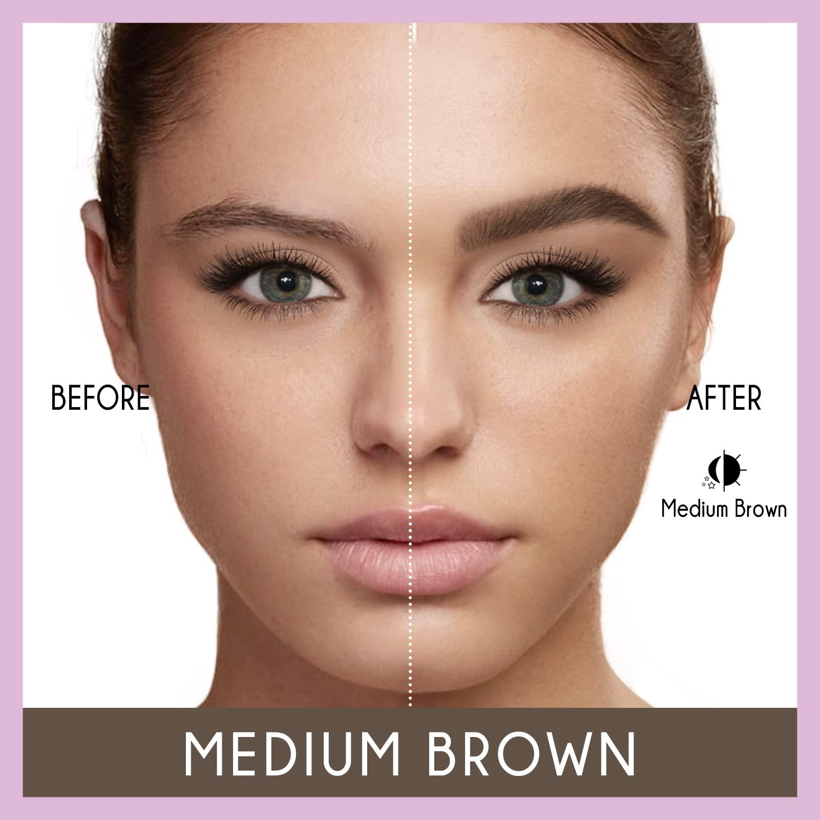 Cilrofelr Cilrofelr Eyebrow Stamp Stencil Kit, Eyebrow Stamp and Shaping Kit, Brow Trio Eyebrow Pomade Kit, One Step Brow Stamp Kit with 10 Brow Stencils, Waterproof, Long-Lasting Eyebrow Makeup, Medium Brown