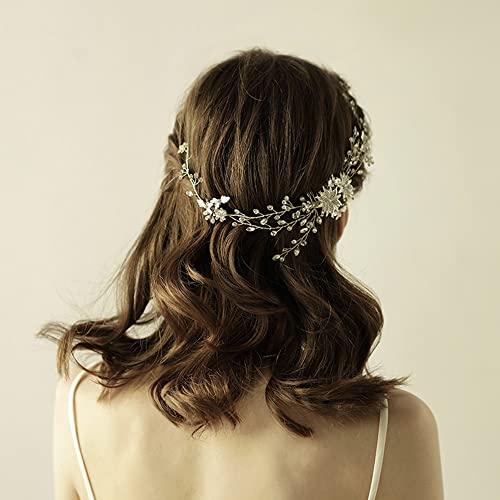 Asphire Asphire Handmade Bridal Crystal Floral Headband with Comb Rhinestone Flower Hair Band Elegant Women's up-do Hair Piece Bridesmaid Headpiece for Wedding, Gold