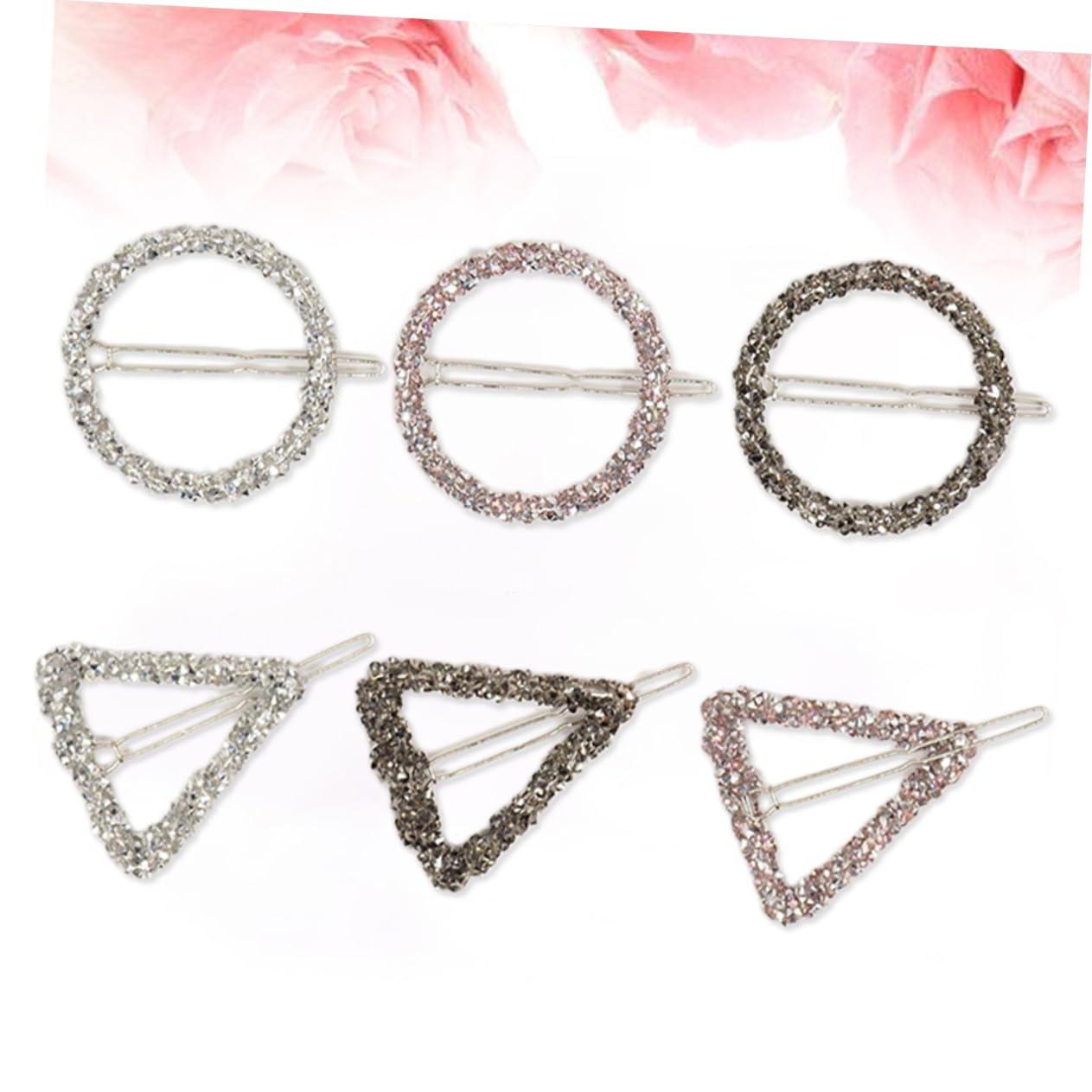 NOLITOY NOLITOY 6pcs Circle Hair Clip Rhinestone Hair Clips Hair Barrettes for Women Rhinestone Hair Jewelry Accessories Hair Accessories for Women Wedding Hair Pin Miss Girl Bang Clip