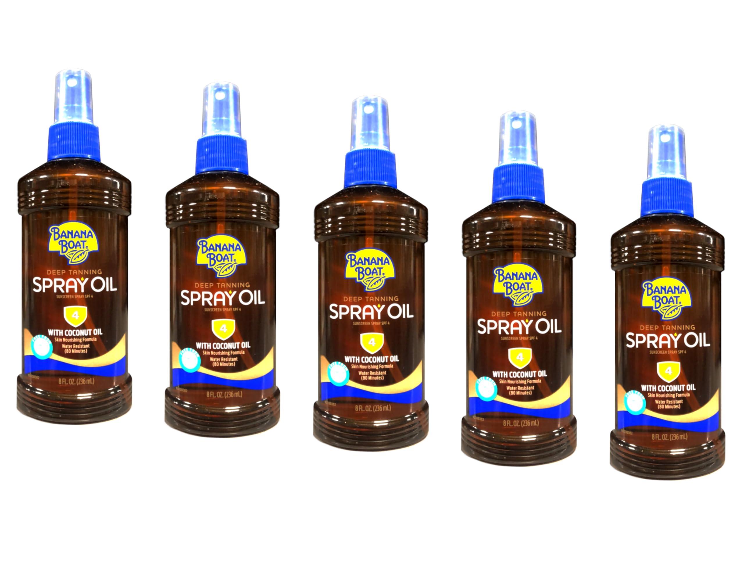Banana Boat Banana Boat Deep Tanning Spray with Coconut Oil SPF 4, 8 Ounces each (Value Pack of 5)