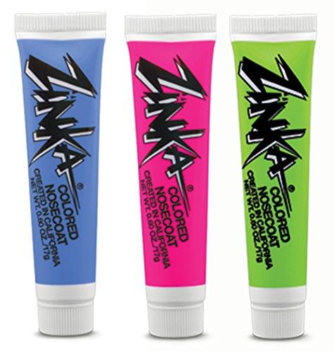 Zinka Zinka Colored Nosecoat Zinc Oxide Water Resistant 3 Pack Bundle 0.6 Ounce Tube - Blue Pink Green