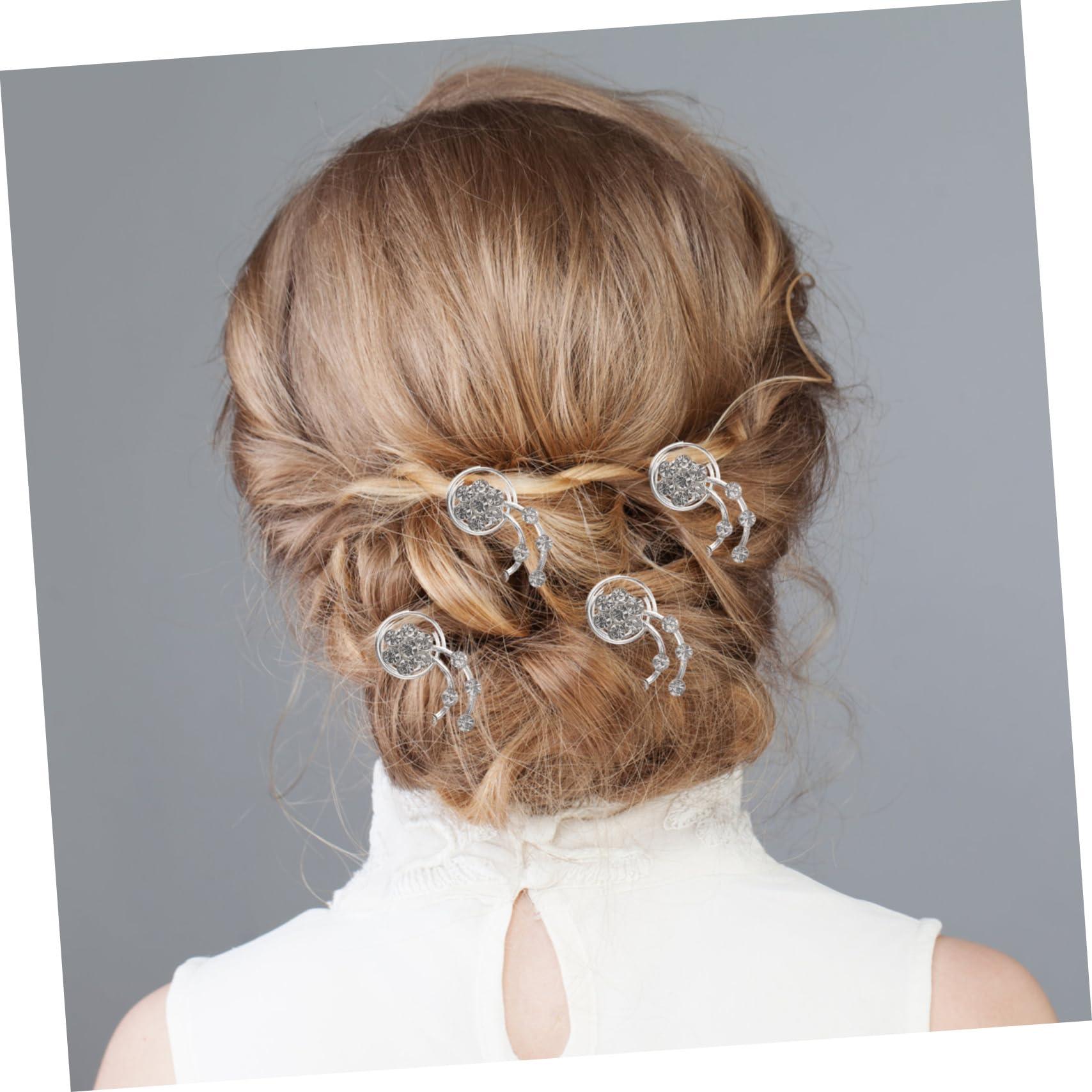 VINTORKY VINTORKY Elegant Prom Hair Accessories 12pcs Silver Spiral Hair Clips Bridal Hair Clip for Women Rhinestone Hair Jewelry Hair Jewels for Women