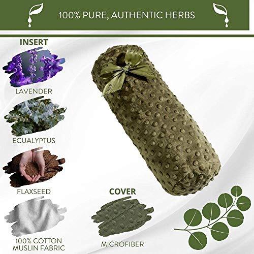 Sonoma Lavender Sonoma Lavender, Eucalyptus Bolster Roll, Microwaveable, Hot/Cold Neck Pillow, Soothing and Relaxing Pain Relief for Neck, Low Back or Behind The Knees, Removable/Washable Cover, (Green Dot)