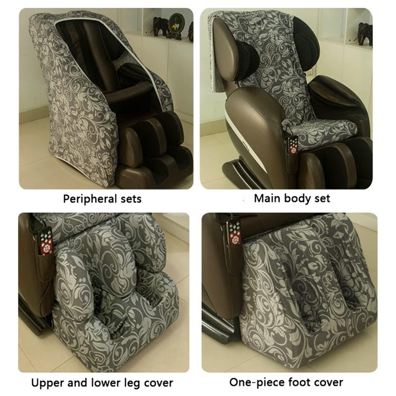 PHASFBJ PHASFBJ Full Body Massage Chair Cover, Zero Gravity Massage Chair Slipcovers Sunscreen Dustproof Super Soft Stretch Fabric Massage Chair Cover, Machine Washable,Main Body+Foot Cover 1+2