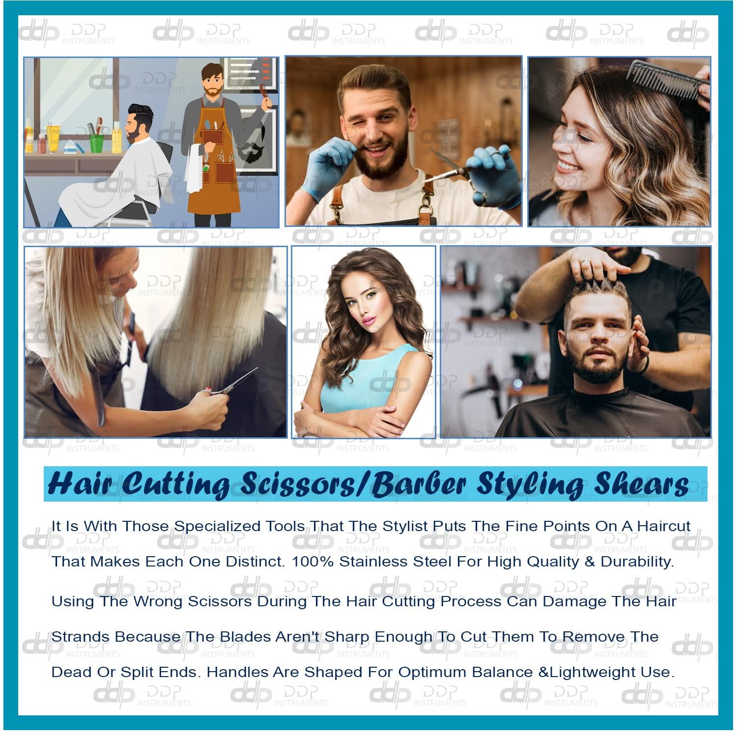 DDP DDP 4 Pairs Ice Tempered Stainless Steel Styling Hair Cutting Scissors Barber Trimming Shears 4.5" 5.5" 6.5" 7.5"