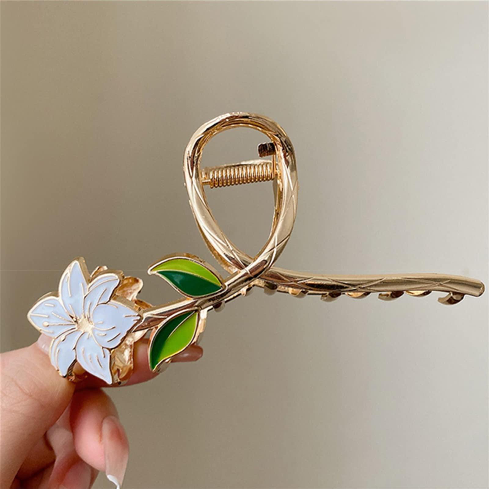 WEROFY Claws Clips,Hair Accessories,Elegant Lily Flower Hair Claws Women Metal Hair Clips Grab Shark Hairpins Accessories HJ2261G