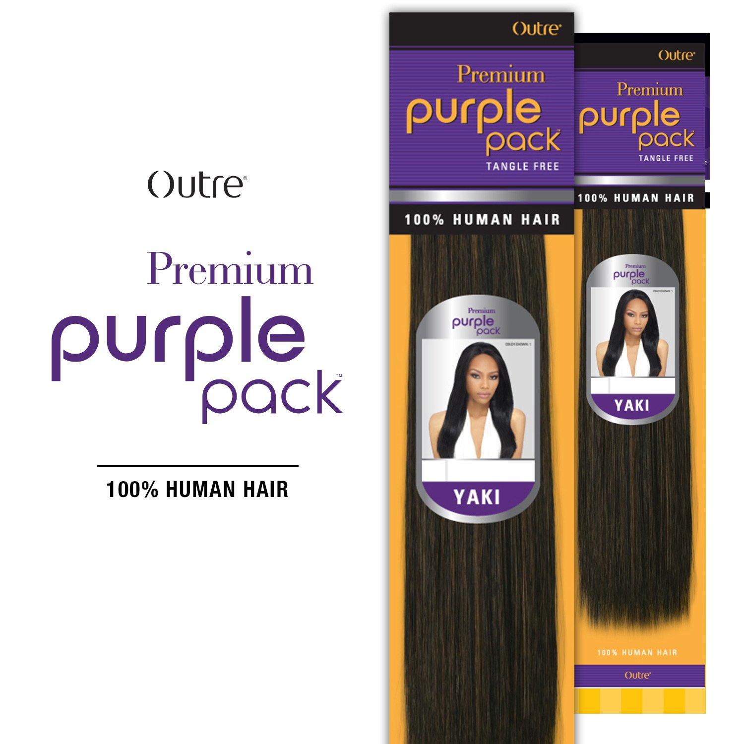 Purple Pack Outre Human Hair Weave Premium Purple Pack Yaki (10 Inch (Pack of 2), 4)