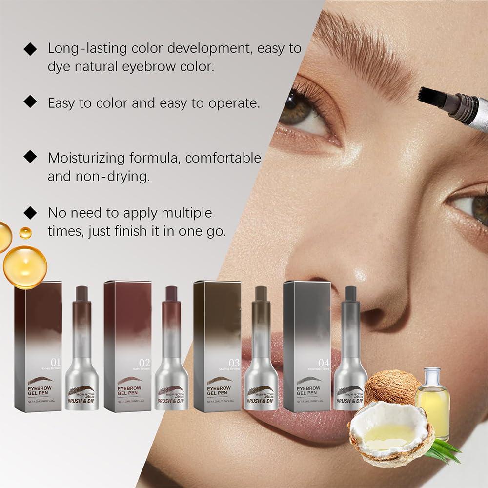 YCQPET Liftique Brow Brush,Liquid Eyebrow Brush,Brow-Fection Angled Brush & Dip Liquid Eyebrow Gel, Long Lasting Waterproof Eyebrow Pencils,Multi-Purpose Non-Smudged Eyebrow Pen (Light Brown)