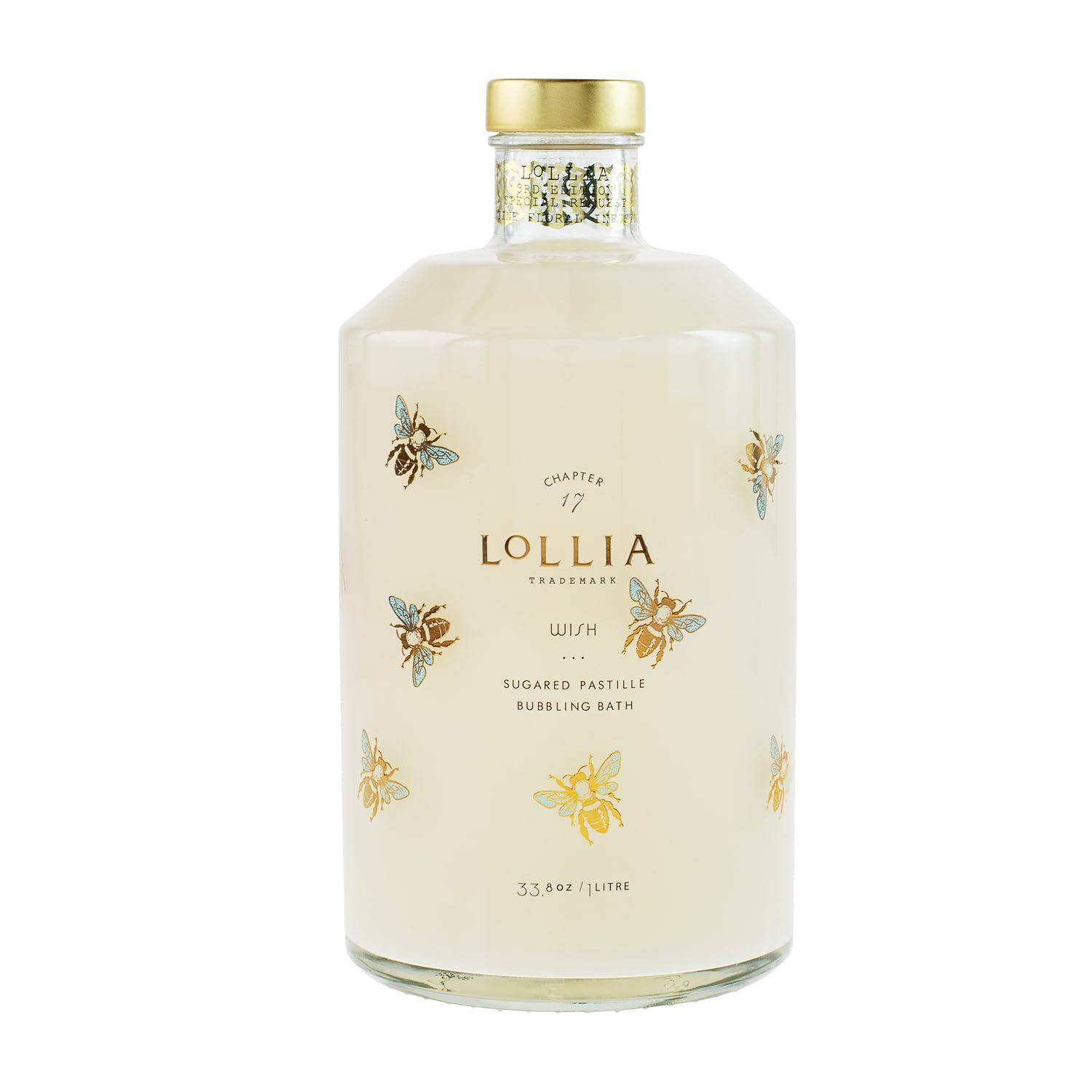 LOLLIA Lollia Wish Bubble Bath, 33.8 fl. oz. Sugared Pastille Scent Gentle & Moisturizing Bubble Bath, Hydrating Ingredients, Scented Bubble Bath for Women