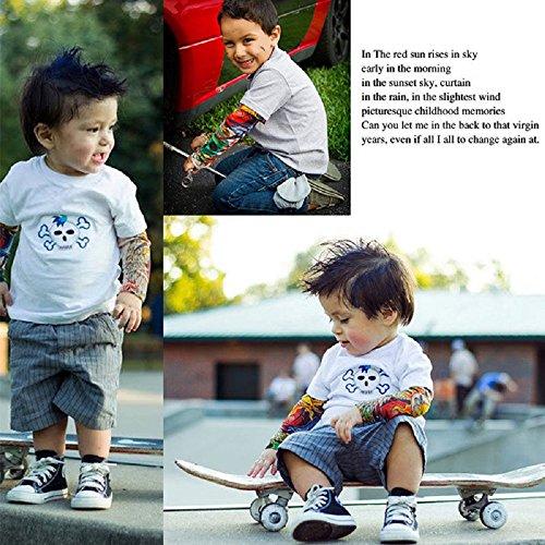 Acfun Acfun 6pcs Temporary Tattoo Sleeve for Kids Boy Girls, Fake Slip on Arm Sunscreen Sleeves for Outdoor Sports Riding Cycling, B