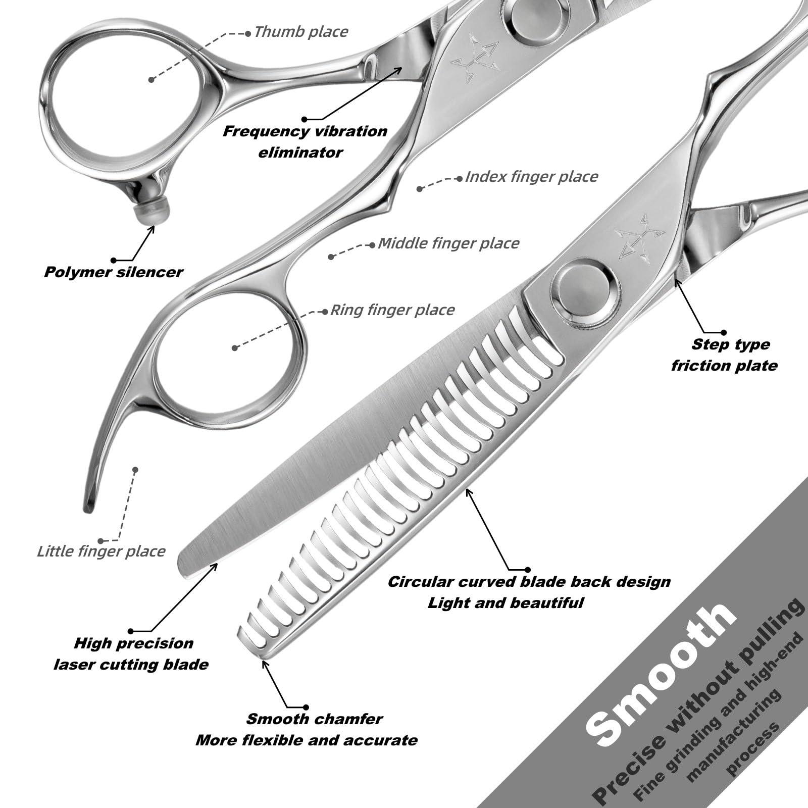 Fengliren Fengliren High-end Professional Hair Cut Thinning Scissors Hair Cutting Teeth Shears Barber Hairdressing Texturizing Scissor Extremely Very Sharp 6 Inch 440C Stainless Steel For Men Women Salon & Home