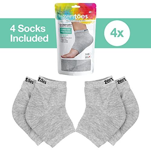 ZenToes ZenToes Moisturizing Heel Socks 2 Pairs Gel Lined Toeless Spa Socks to Heal and Treat Dry, Cracked Heels While You Sleep (Men's Large, Gray)