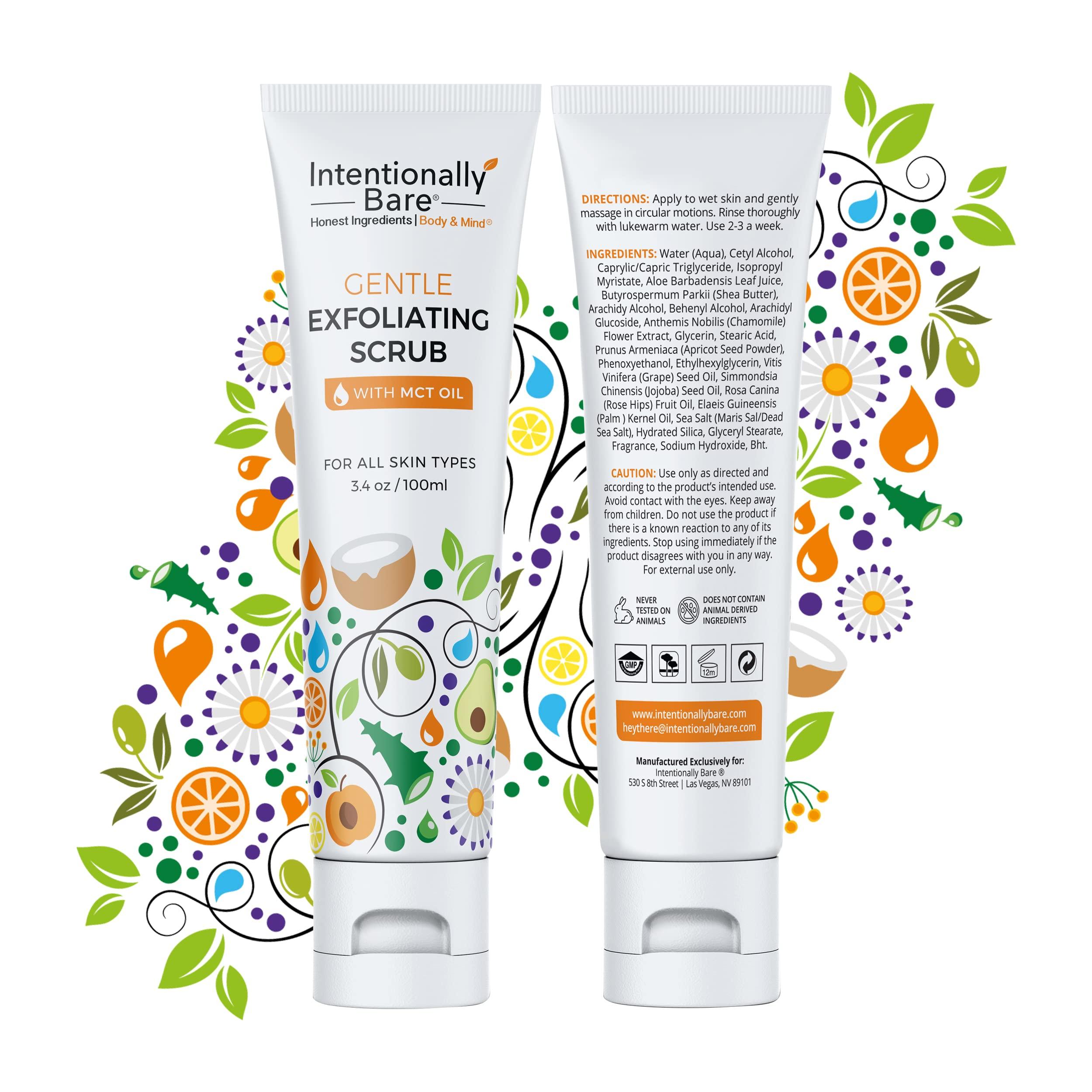 Intentionally Bare Intentionally Bare Gentle Face Scrub - Pro-Aging Facial Scrub with MCT Oil - Exfoliator for Women\'s Dry Skin - All Skin Types - 3.4oz