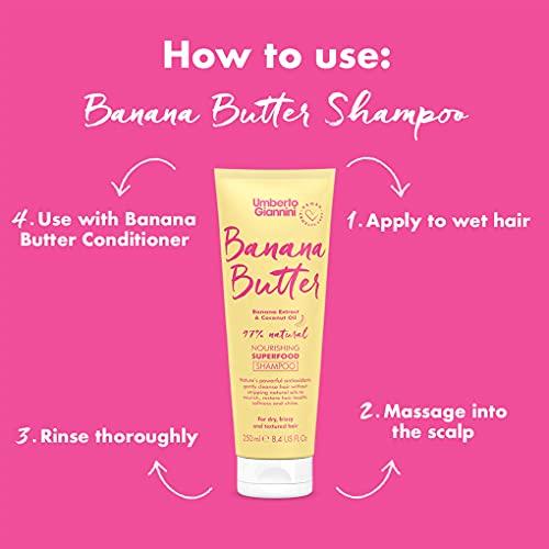 Umberto Giannini Umberto Giannini Banana Butter Nourishing Superfood Shampoo & Conditioner Set, Vegan & Cruelty Free Moisturising Formula for Dry, Textured or Frizzy Hair