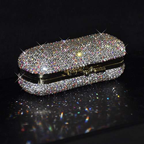 Bestbling Bestbling Bling Rhinestone Crystal Lipstick Case Holder Organizer bag Cosmetic Storage for Women's Lipstick Jewelry Kit (Silver)