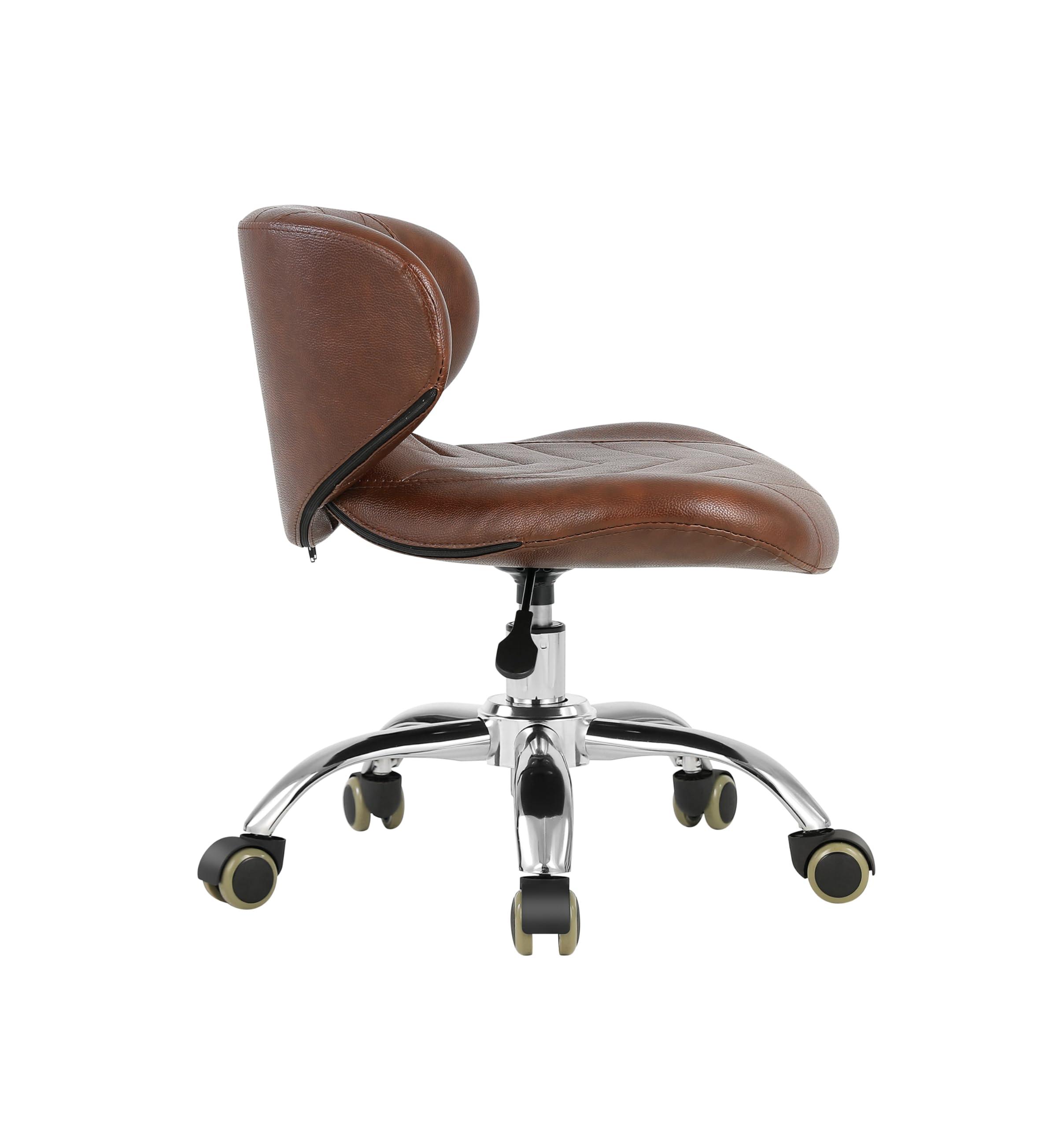 FigaroAct FigaroAct Pedicure Stool Hydraulic Height Adjustable with Back Support for Nail Salon Manicure Tech Pedicure Spa (Brown)