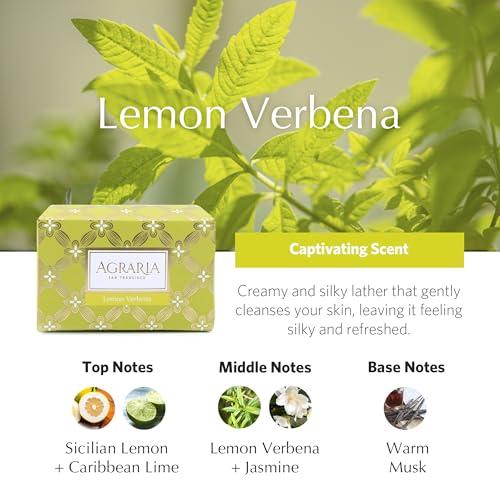 AGRARIA AGRARIA Luxury Bath Collection Lemon Verbena Bar Soap, Moisturizing Body Bar Soap, Shea Butter & Kukui Oil Bar Soap for Men and Women Gift Bundle
