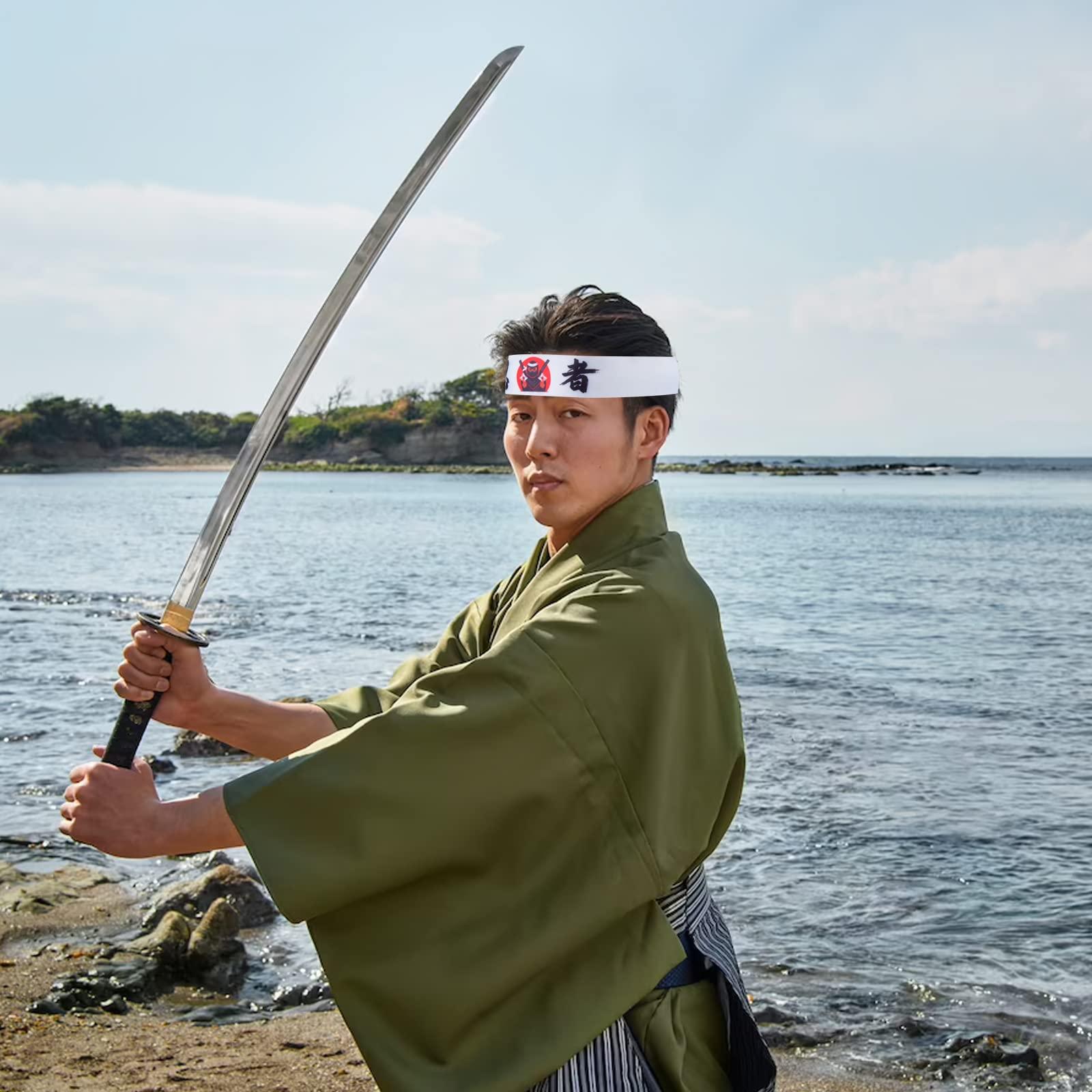 WANGDEFA WANGDEFA 24 Pieces Japanese Headband Samurai Headband Ninja Headbands Ninja Warrior Headbands Sushi Chef Bandana for Karate Sports Cooking Kitchen Costume Supply