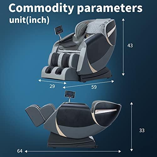 BestMassage Massage Chair,Full Body Zero Gravity Recliner Chair with Smart Large Screen Bluetooth Speaker Wormwood Back and Calf Heating Therapy Foot Roller Air Massage System for Home Office,Grey