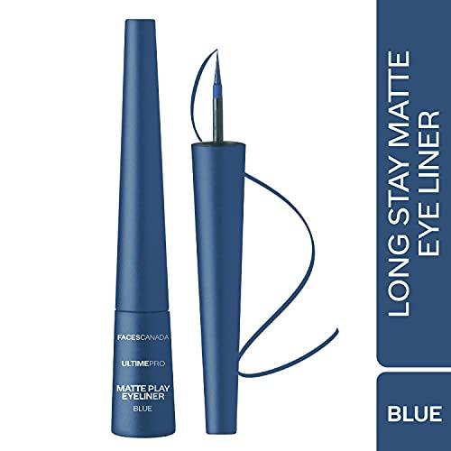 FACESCANADA FACESCANADA Ultime Pro Matte Play Blue Eyeliner - Sapphire | 24HR Long Lasting Matte Finish | Quick Dry & Precise Felt Tip | Waterproof & Smudge Proof | 0.08 Fl Oz/2.5ml