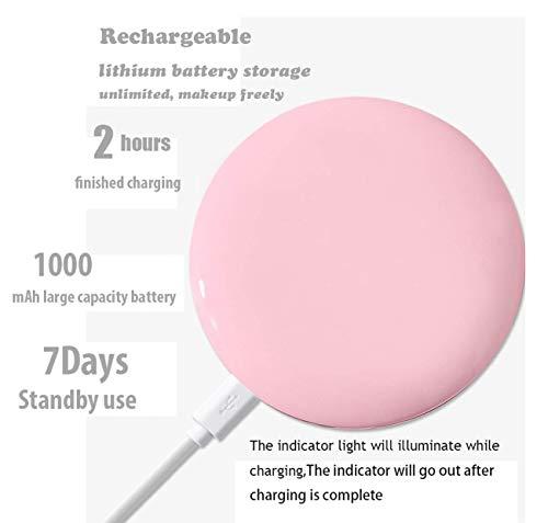 B O B O B O B O Compact Mirror Travel Makeup Mirror Small Portable 1X/3X Magnifying Cosmetic Mirror Rechargeable Lighted Round Foldable Design LED Lighted Makeup Mirror (Pink)