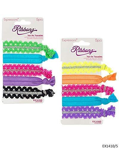 EXPRESSIONS Expressions 2334318 Metallic Lace Hair Ties - 5 Piece - Case of 48