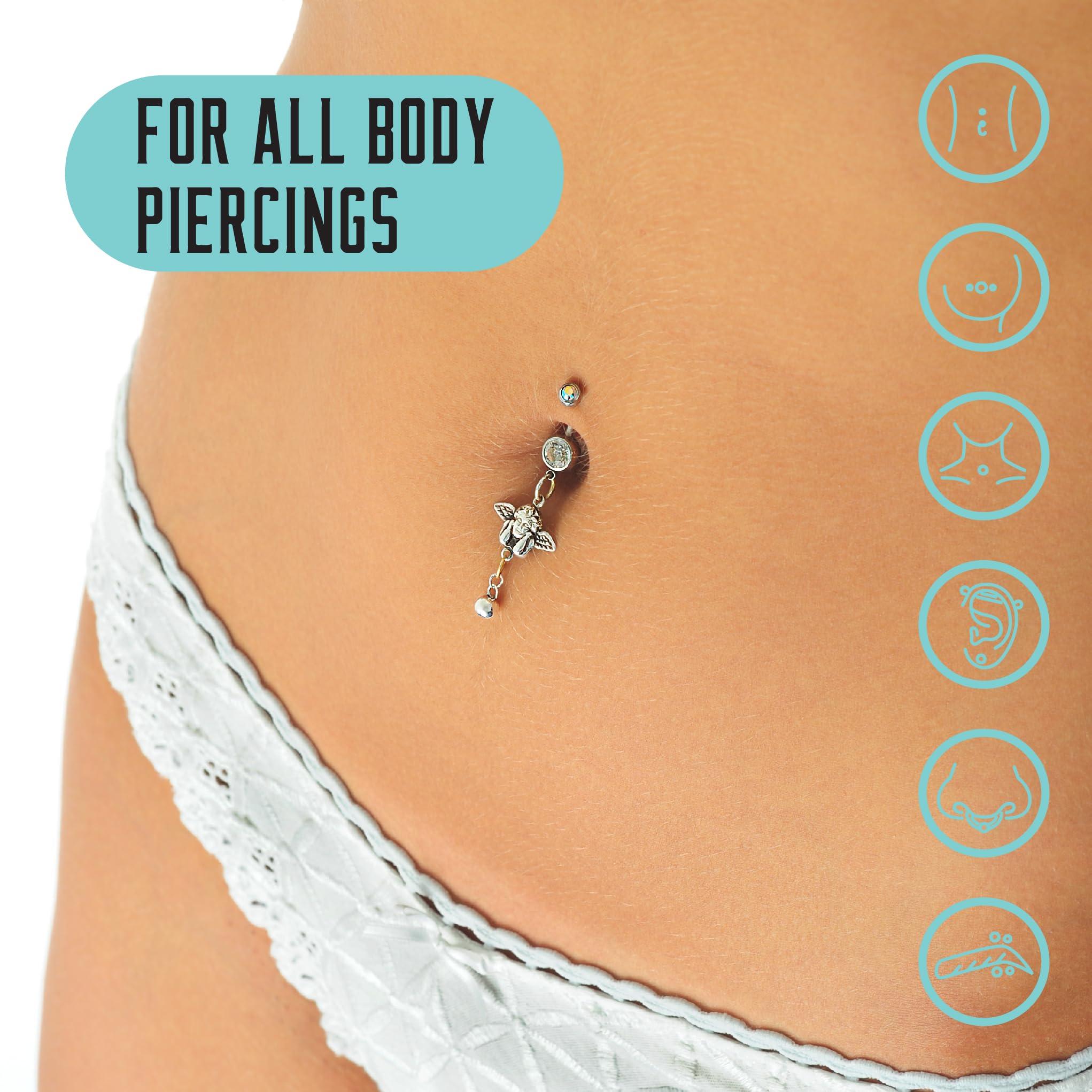 BASE LABORATORIES BASE LABORATORIES Piercing Aftercare Spray 4oz | Saline Spray for Piercings | Ear Piercing Cleaner | Saline Solution for Piercings | Keloid Bump Removal for Ears, Belly Nose Piercings - 2PK