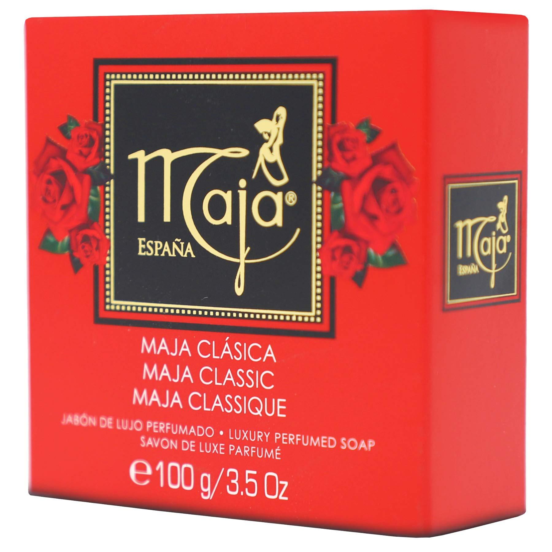 Maja Maja, Classic Soap Perfumed Soap Round and Luxurious Round Soap to Clean and Moisturize your skin Leaves Skin Beautifully Scented and Soft 3Pack of 3.5 Oz Bar Soaps, Rose, 3 Count, (Pack of 3)