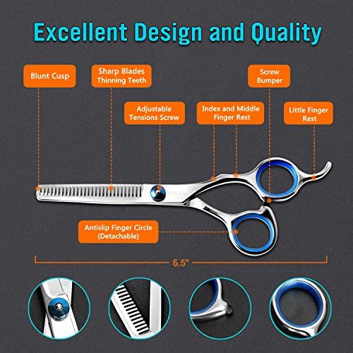 COOLALA COOLALA Stainless Steel Hair Cutting Scissors Thinning Shears 6.5 Inch Professional Salon Barber Haircut Scissors Family Use for Man Woman Adults Kids